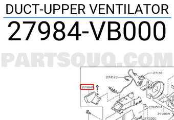 Nissan 27984VB000 DUCT-UPPER VENTILATOR