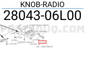 Nissan 2804306L00 KNOB-RADIO