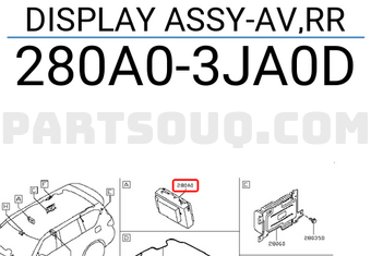 Nissan 280A03JA0D DISPLAY ASSY-AV,RR