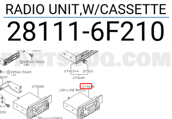 Nissan 281116F210 RADIO UNIT,W/CASSETTE