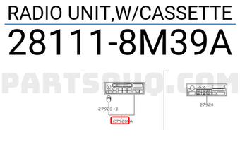 Nissan 281118M39A RADIO UNIT,W/CASSETTE