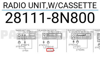 Nissan 281118N800 RADIO UNIT,W/CASSETTE