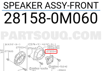 Nissan 281580M060 SPEAKER ASSY-FRONT