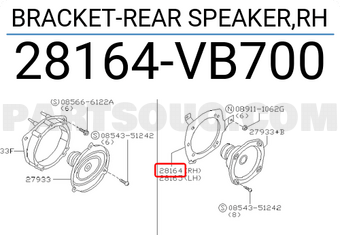 Nissan 28164VB700 BRACKET-REAR SPEAKER,RH