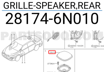 Nissan 281746N010 GRILLE-SPEAKER,REAR