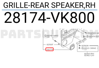 Nissan 28174VK800 GRILLE-REAR SPEAKER,RH
