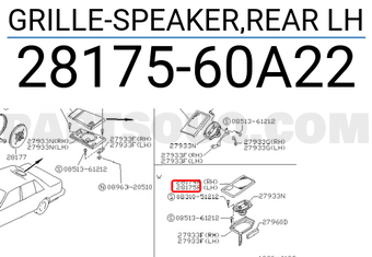 Nissan 2817560A22 GRILLE-SPEAKER,REAR LH