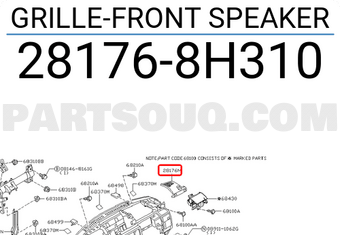 Nissan 281768H310 GRILLE-FRONT SPEAKER