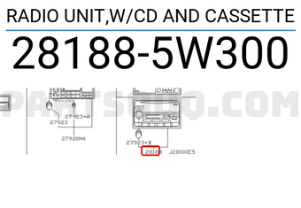 Nissan 281885W300 RADIO UNIT,W/CD AND CASSETTE