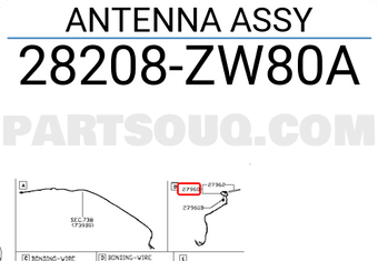Nissan 28208ZW80A ANTENNA ASSY