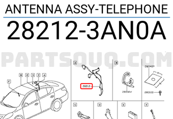 Nissan 282123AN0A ANTENNA ASSY-TELEPHONE