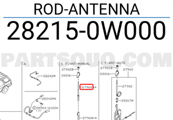 Nissan 282150W000 ROD-ANTENNA