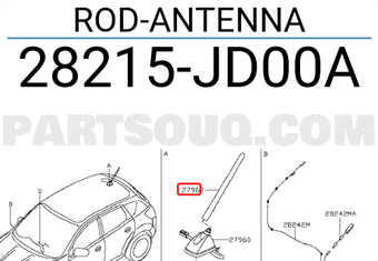 Nissan 28215JD00A ROD-ANTENNA