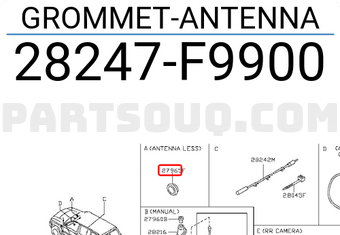 Nissan 28247F9900 GROMMET-ANTENNA
