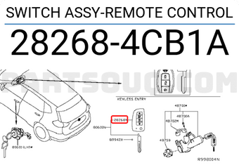 Nissan 282684CB1A SWITCH ASSY-REMOTE CONTROL