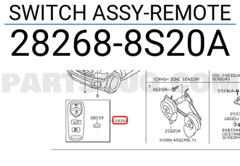 Nissan 282688S20A SWITCH ASSY-REMOTE