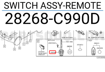 Nissan 28268C990D SWITCH ASSY-REMOTE