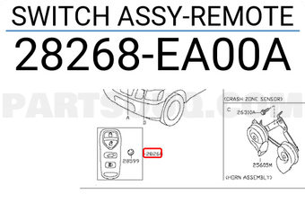 Nissan 28268EA00A SWITCH ASSY-REMOTE