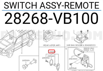 Nissan 28268VB100 SWITCH ASSY-REMOTE
