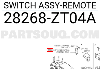 Nissan 28268ZT04A SWITCH ASSY-REMOTE