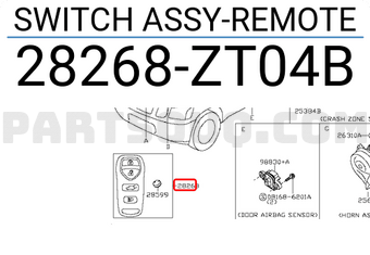Nissan 28268ZT04B SWITCH ASSY-REMOTE