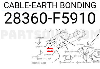 Nissan 28360F5910 CABLE-EARTH BONDING