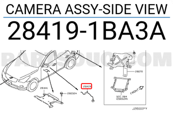 Nissan 284191BA3A CAMERA ASSY-SIDE VIEW