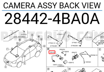 Nissan 284424BA0A CAMERA ASSY BACK VIEW