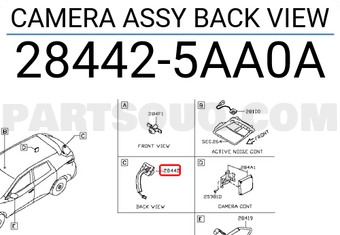Nissan 284425AA0A CAMERA ASSY BACK VIEW