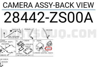 Nissan 28442ZS00A CAMERA ASSY-BACK VIEW