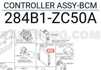 Nissan 284B1ZC50A CONTROLLER ASSY-BCM
