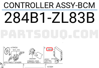 Nissan 284B1ZL83B CONTROLLER ASSY-BCM