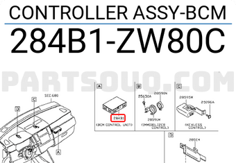 Nissan 284B1ZW80C CONTROLLER ASSY-BCM