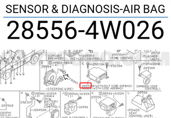 Nissan 285564W026 SENSOR & DIAGNOSIS-AIR BAG