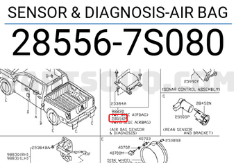 Nissan 285567S080 SENSOR & DIAGNOSIS-AIR BAG