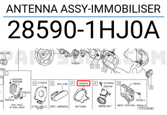 Nissan 285901HJ0A ANTENNA ASSY-IMMOBILISER