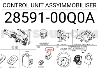 Nissan 2859100Q0A CONTROL UNIT ASSYIMMOBILISER