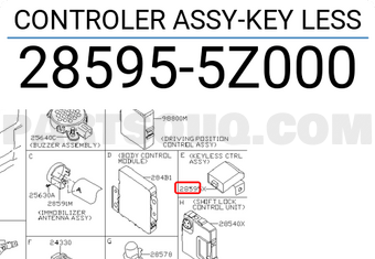 Nissan 285955Z000 CONTROLER ASSY-KEY LESS