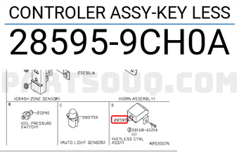 Nissan 285959CH0A CONTROLER ASSY-KEY LESS