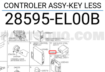 Nissan 28595EL00B CONTROLER ASSY-KEY LESS