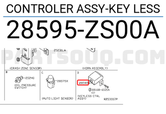 Nissan 28595ZS00A CONTROLER ASSY-KEY LESS