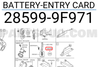 Nissan 285999F971 BATTERY-ENTRY CARD