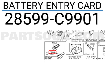 Nissan 28599C9901 BATTERY-ENTRY CARD