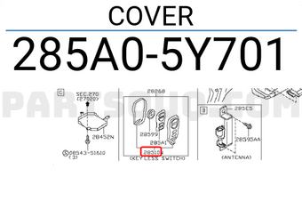 Nissan 285A05Y701 COVER