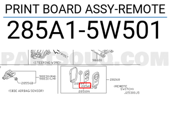 Nissan 285A15W501 PRINT BOARD ASSY-REMOTE