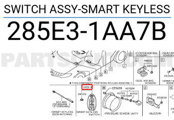 Nissan 285E31AA7B SWITCH ASSY-SMART KEYLESS