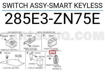 Nissan 285E3ZN75E SWITCH ASSY-SMART KEYLESS