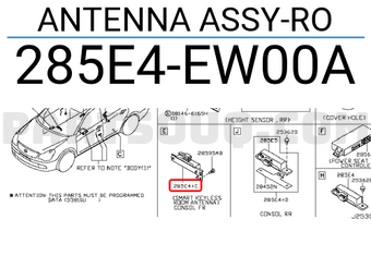 Nissan 285E4EW00A ANTENNA ASSY-RO