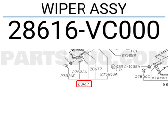 Nissan 28616VC000 WIPER ASSY