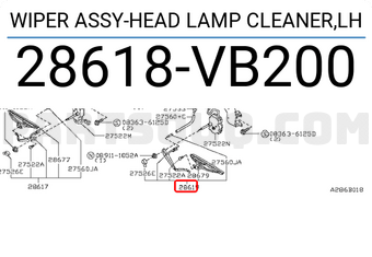 Nissan 28618VB200 WIPER ASSY-HEAD LAMP CLEANER,LH
